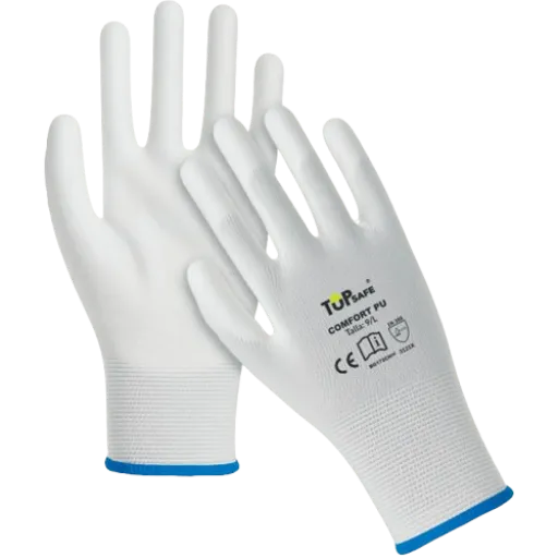 Guante Nylon Poliester Recubierto Poliuretano Cal 18 Comfort PU White T7
