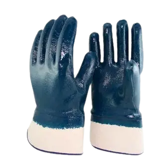 Guantes Hilaza Cubierto En Nitrilo Liso Forro Algodón Jersey Y Puño Seguridad.