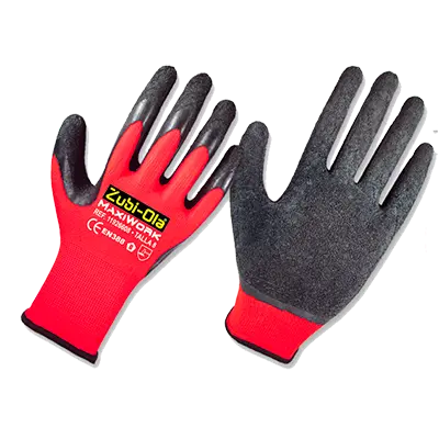 Guante Poliester Rojo Recubierto Latex MaxiWork Talla 9
